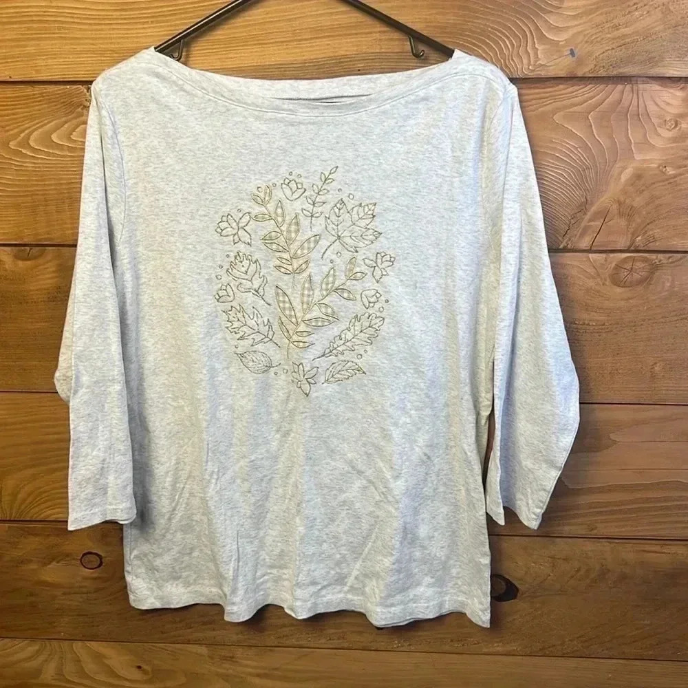 Croft & Barrow‎ WOMENS Lg LONG SLEEVE SHIRT gold detail casual event soft cotton